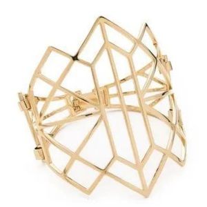 New Juicy Couture Open Geo Deco Cuff Bracelet Gold Bangle